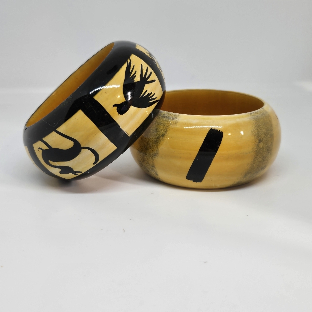 Hand Painted Wood Bangle Bracelets - image 1